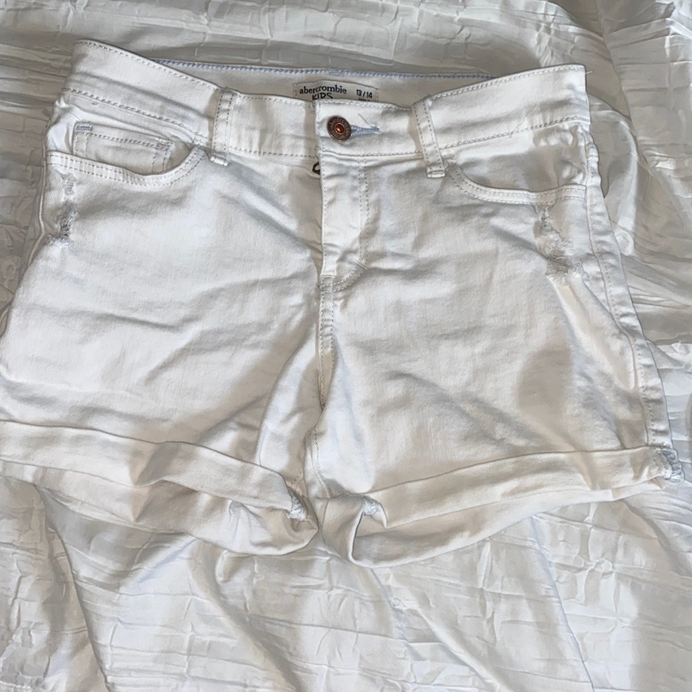 abercrombie kids white jean shorts (girls)